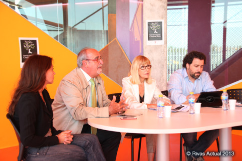 De izquierda a derecha: María Botto, José Masa, Cristina Rota y Pedro del Cura, durante la presentación, esta mañana, de la Escuela de Interpretación (Foto: Rivas Actual)