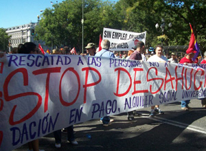 Imagen de archivo de una manifestación en Madrid contra los desahucios