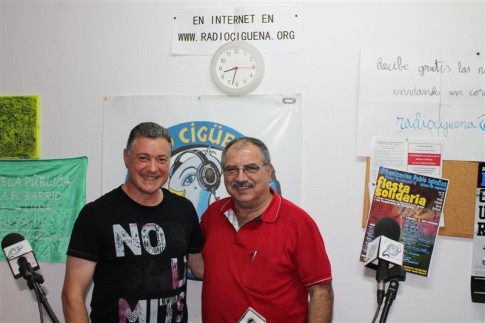 Julián merino, presidente de La Meca de Rivas, junto a José María Playán, de Radio Cigüeña (foto cortesía de Radio Cigüeña)