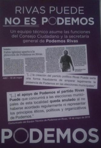 Cartel que Rivas Puede denuncia como una falsificación