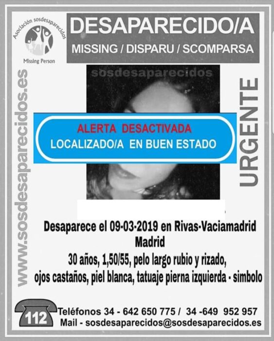 Aparece en buen estado la mujer desaparecida el sábado en Rivas
