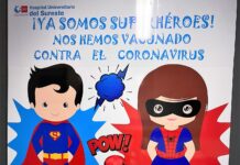 El Hospital Universitario del Sureste instala un photocall de superhéroes para la vacunación contra el COVID de los niños