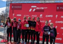 Marta Cabello y el equipo femenino de Diablillos, campeones de Madrid de duatlón estándar
