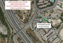 La entrada a la A3 del kilómetro 14,5 sentido Valencia, cortada hoy al tráfico entre 11:00 y 13:00 horas