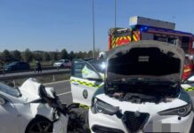 Susto en la A-3: agentes de Tráfico de Arganda sufren un accidente mientras señalizaban la vía