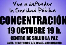 Rivas con la Sanidad Pública convoca una concentración hoy para protestar por los plazos en las citas médicas