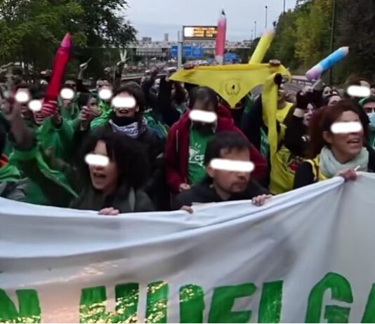 Seguidores de la huelga por la educación pública cortan la A3 en Madrid mostrando sus reivindicaciones
